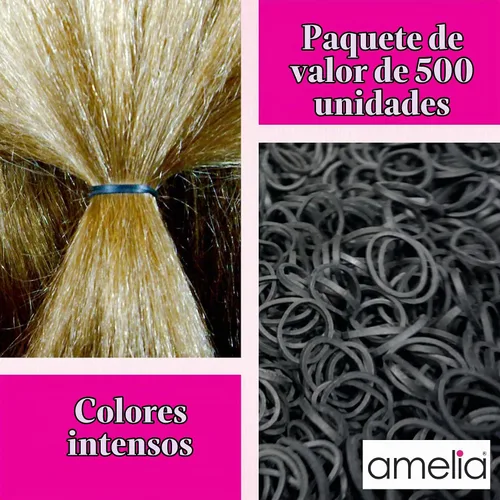 Vista 4 de 500 unidades de gomitas en contenedor de rejillas para colas de caballo y trenzas., Negro