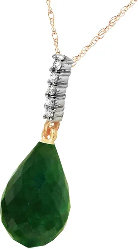 Vista 2 de Galaxy Gold GG Collar de oro de 14 quilates con diamante y esmeralda de gota Briolette