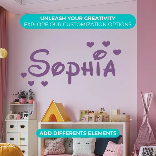 Vista 2 de e-Graphic Design Inc Decoración de nombre personalizada, calcomanías de nombre personalizadas para habitación del bebé e interior del hogar