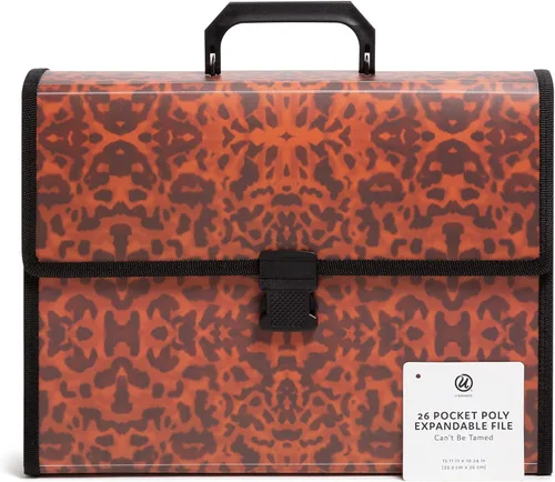 Vista 7 de U Brands Carpeta de archivo de polietileno expandible de 26 bolsillos, suministros de oficina, estampado de leopardo, 13.11 x 10.24 pulgadas