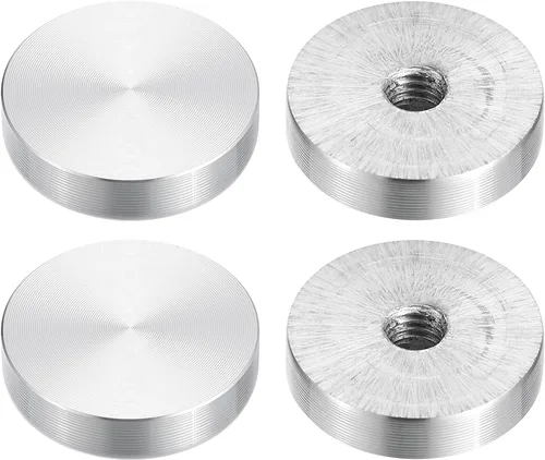 Vista 31 de uxcell M6 Rosca 0.787 in de diámetro de forma redonda de aluminio disco hardware 1pcs, aluminio círculo disco vidrio adaptador superior para mesa