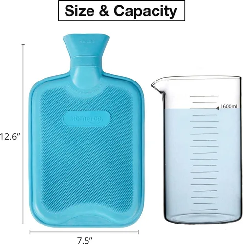Vista 4 de HomeTop Botella de agua caliente o fría de goma clásica prémium con funda de forro polar suave Natural rubber hot water bottle,Long-lasting heat