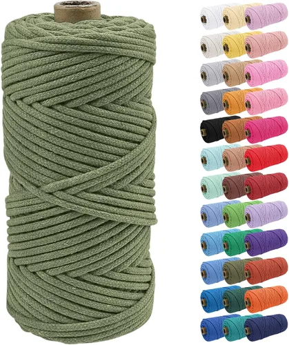 Vista 32 de JeogYong Cuerda de macramé de 0.157 in x 109 yardas, cuerda trenzada de algodón natural, cuerda de macramé para bolsas de ganchillo, colgar