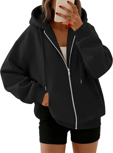 Vista 18 de Trendy Queen - Sudaderas con capucha y cremallera para mujer, sudaderas de gran tamaño, trajes de moda de otoño, chaquetas informales, ropa