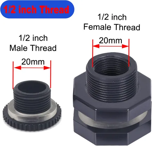 Vista 5 de Kit de accesorios de mamparo para barril de lluvia de 2 piezas con tapones y herramienta de sierra de corona, kit de conector de grifo de PVC de 1/2