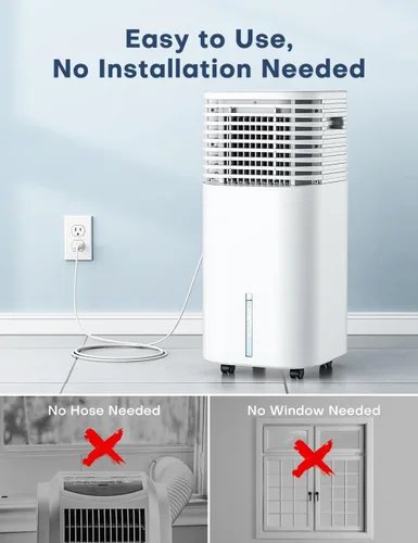 Vista 7 de Aire acondicionado portátil 4 en 1, enfriador de aire evaporativo con 4 modos y 3 velocidades, temporizador de 15 horas para apagado automático