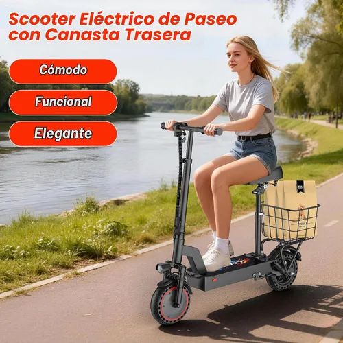 Vista 2 de Scooter eléctrico, scooter plegable E para adultos y adolescentes Gris rojo