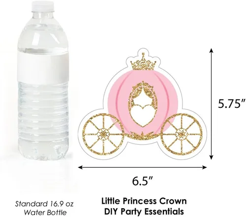 Vista 5 de Big Dot of Happiness Corona de princesita – Tiara y carruaje decoraciones DIY rosa y dorado princesa baby shower o fiesta de cumpleaños esenciales