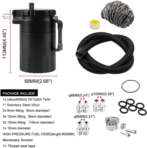 Vista 6 de RULLINE Kit de latas de aceite de 11.8 fl oz, paquete de 2, color negro 2 piezas negro