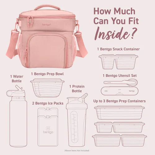 Vista 6 de Bentgo Prep Deluxe - Bolsa aislada para múltiples comidas - Bolsa de lonchera, con capacidad para 5 comidas, aislamiento premium hasta 8 horas