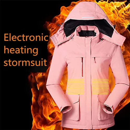 Vista 2 de Chaqueta térmica para mujer, chaqueta con capucha eléctrica delgada, adecuada para deportes al aire Libre, Ciclismo y motocicletas, Pesca, esquí