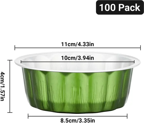Vista 2 de Beasea Paquete de 100 moldes desechables para hornear, 8 onzas, 235ml, de papel de aluminio desechables, sin tapas, mini pudín de tarta de queso