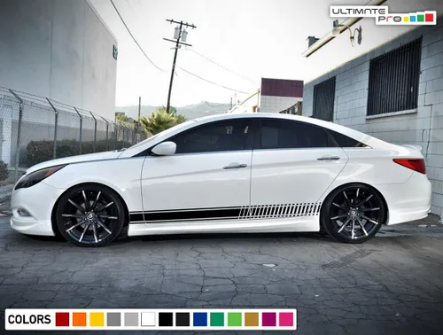 Vista 2 de Adhesivo adhesivo de vinilo con rayas laterales compatible con Hyundai Sonata 2009-2017 (Negro)