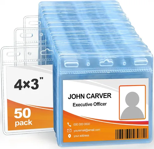Vista 9 de 100 protectores de tarjeta de identificación con nombre y tarjetero de 4 x