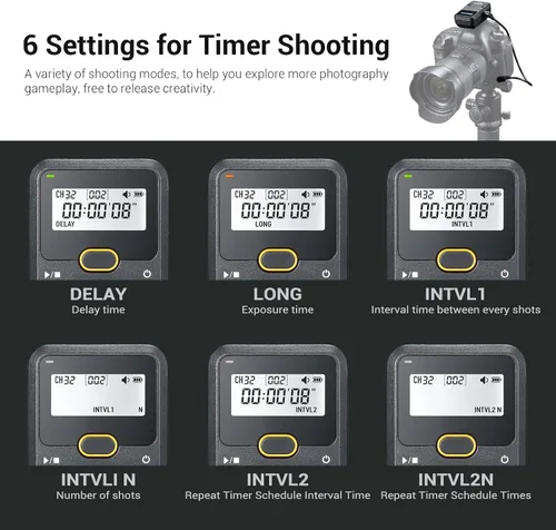 Vista 6 de Godox TR-N1 TR-N3 - Liberación remota del obturador para Nikon, intervalómetro de liberación de obturador inalámbrico compatible con Nikon Z9 Z7 Z6
