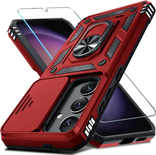 Vista 42 de Janmitta Compatible con Samsung Galaxy S24 FE Funda con Cubierta Deslizante Integrada para Lente de Cámara+Protector de Pantalla+Soporte de Anillo