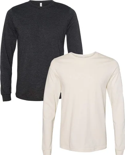 Vista 121 de Canvas Filmore 3501 - Camiseta de 4.2 onzas para hombre manga larga (1) Ceniza + (1) Jaspeado atlético