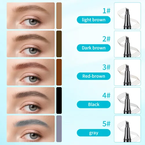 Vista 4 de Lápiz de cejas con microcuchilla de 4 puntas para maquillaje natural de cejas, bolígrafo de microblading impermeable y a prueba de manchas