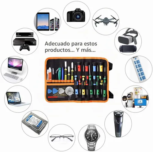 Vista 3 de (2309A-Small) Kit de herramientas desarmador de reparación para iPhone/ iPad/ iPod/ otros celulares (23 unidades)