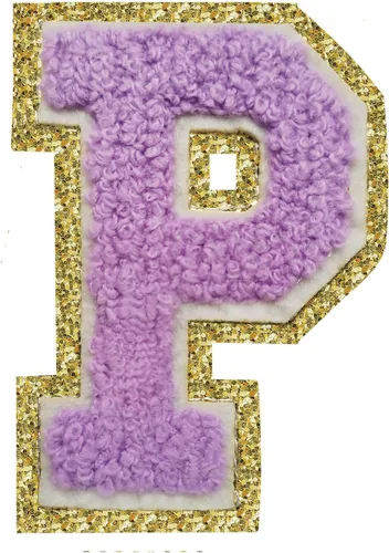 Vista 57 de 3Pcs Letter Patches Varsity Glitters Chenille,SPRT Iron on Blue Letter Patch,Alphabet Cloth Patch for Team Costume Decoration 3.1in Height S