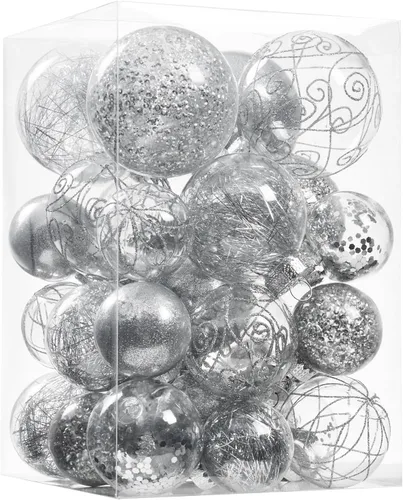 Vista 7 de Wironlst Adornos de bola de Navidad inastillables de plástico transparente grande, juego de bolas decorativas con relleno delicado