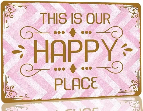 Vista 13 de Letrero de metal vintage con texto en inglés «My Happy Place Bar Open To Good Times & Good Friends», letreros divertidos de cerveza para el hogar