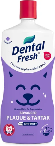 Vista 9 de Dental Fresh Aditivo de agua para perros y gatos, fórmula avanzada, 8 onzas líquidas, placa y sarro para cuidado bucal diario