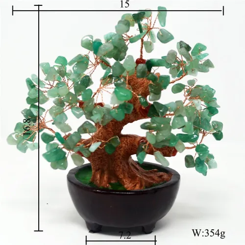 Vista 2 de Feng Shui HN130 - Árbol de dinero de cristal verde natural para la riqueza y la suerte