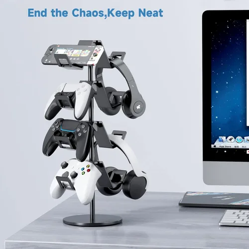 Vista 5 de Controller Holder 4 Tier,Headphone Stand - Adjustable Headset Holder for Xbox PS5 PS4 Switch Pro - Gaming Storage for Universal Game