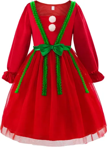 Vista 9 de ReliBeauty Disfraz de lujo de Navidad con banda de pelo de alce para niñas pequeñas