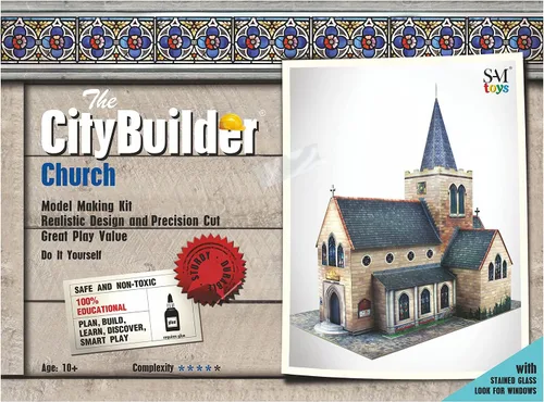Vista 2 de The CityBuilder Kit de fabricación de modelos de cartón para iglesia - Edificio de ferrocarril modelo a escala O