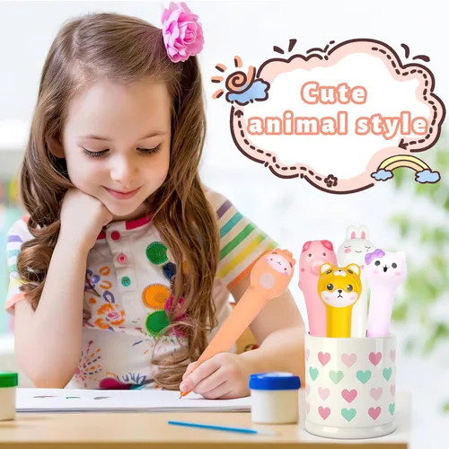 Vista 2 de Bolígrafos Kawaii Squishies 10pk - Bolígrafos de tinta gel de animales divertidos - Rellenos de calcetines para niñas, juego de bolígrafos bonitos