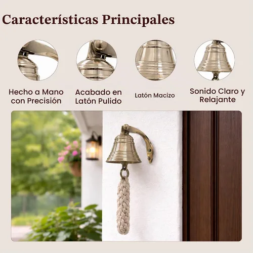 Vista 3 de THDC Campana de barco de 2 pulgadas, campana de reloj marítimo de latón macizo, campana de montaje en pared para interiores y exteriores para pub