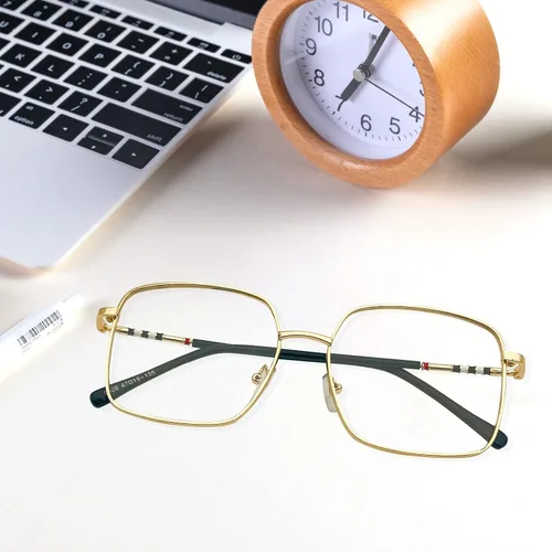 Vista 6 de Oversized Square Metal Reading Glasses Women, Large Anti Blue Light Computer Reader, Anti Eyestrain Eyewear