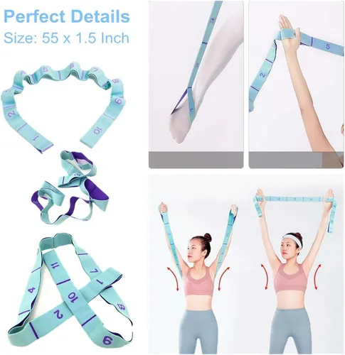Vista 6 de Correas elásticas para tendones de isquiotibiales, banda elástica para ejercicio, esterilla de yoga, correas de transporte, equipo de ejercicio