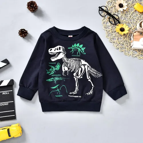 Vista 6 de HIHA Conjunto de sudadera de dinosaurio para niño pequeño, sudadera de manga larga, pantalones, ropa de primavera