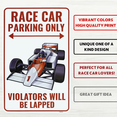 Vista 3 de Venicor Cartel de Fórmula 1 de coche de carreras – 9 x 14 pulgadas – Aluminio – Decoración de habitación de carreras F1 para niños, regalos