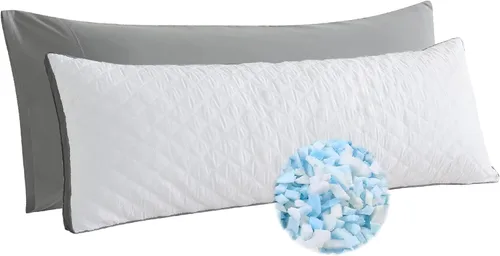 Vista 15 de WhatsBedding Almohada corporal de espuma viscoelástica con funda de algodón transpirable con cremallera, almohada de cuerpo completo para adultos