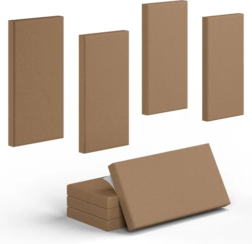 Vista 10 de Paquete de 4 paneles acústicos de núcleo de alta densidad con cubierta de tela, 24 x 12 x 2 pulgadas, paneles de pared autoadhesivos insonorizados