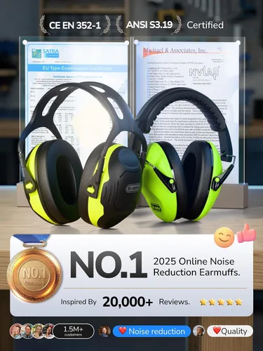 Vista 6 de Dr.meter Orejeras de reducción de ruido, auriculares de protección auditiva Z Negro Verde2