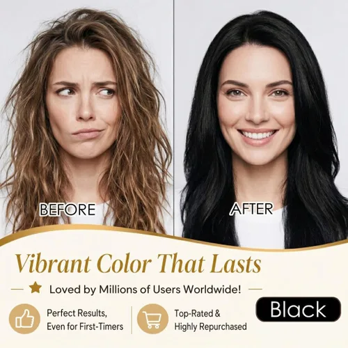 Vista 2 de Champú de tinte para el cabello 3 en 1, cobertura de canas durante 3 a 4 semanas, champú para colorear negro para todo tipo de cabello, fórmula