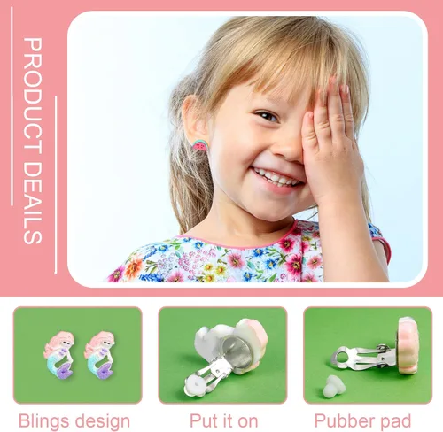 Vista 6 de Kids Clip On Earrings for Girls 2532 Pairs Hypoallergenic Clips Earrings for Girls Toy Earrings Princess Play Jewelry Party Favor