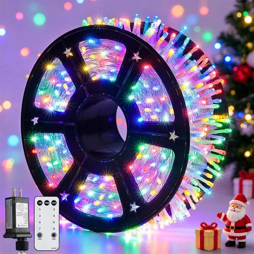 Vista 41 de JMEXSUSS 150 luces LED naranjas de Halloween para interiores y exteriores, luces de Navidad en cadena enchufables para interiores, 8 modos de luces
