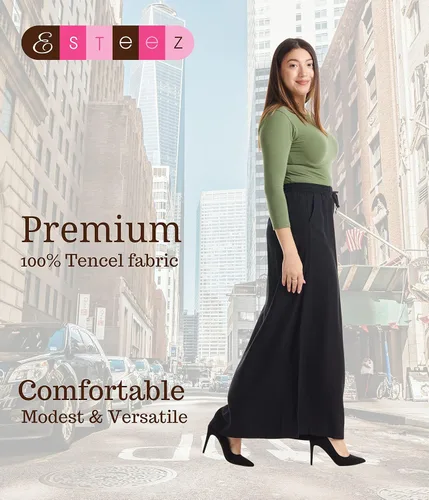 Vista 2 de ESTEEZ A Line Falda Midi Larga Tencel Denim para Mujer con Bolsillos - Atlanta