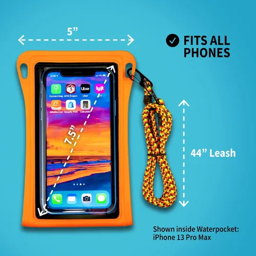 Vista 6 de Stash7 Funda impermeable para teléfono con cordón largo IPX8 Adventure Grade Bolsa seca para teléfono celular, compatible con iPhone 15 Pro Max