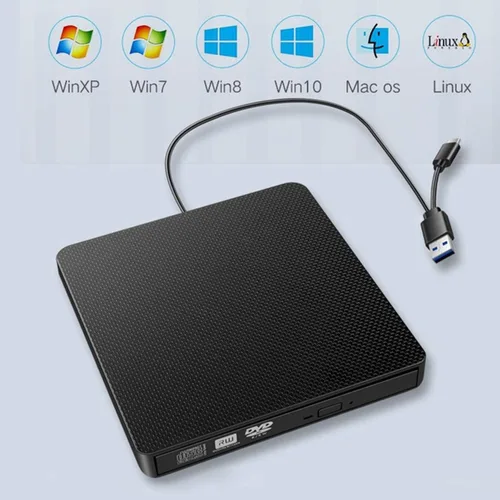 Vista 4 de YMY Unidad externa de CD y DVD para portátil, USB3.0 y USB-C 2 en 1, reproductor de DVD portátil, grabadora de CD, grabador para PC de escritorio