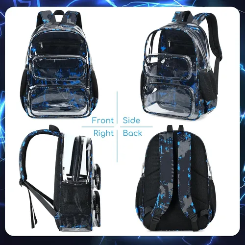 Vista 101 de CAMTOP Mochila transparente resistente y transparente para estudiantes, escuela, trabajo, festival, viajes, deportes, Beige, Mediana, Camtop Mochila