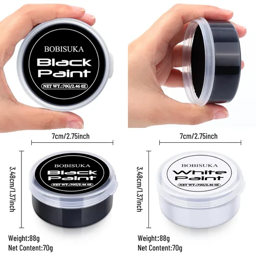Vista 8 de BOBISUKA Kit de pintura facial a base de aceite para Halloween, en blanco y negro, pintura facial para adultos, no tóxica, de gran capacidad