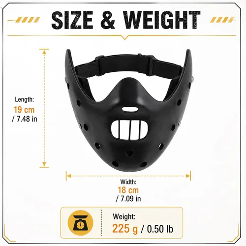Vista 6 de nezababy Hannibal Lecter Máscara Cosplay El Silencio de los Corderos Media Cara Asesino de Resina