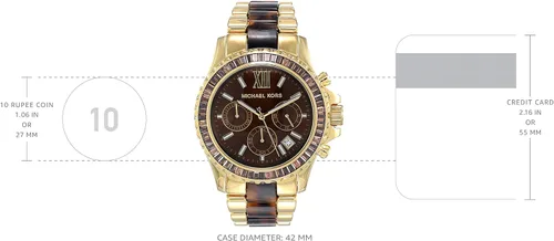 Vista 3 de Michael Kors Everest - Reloj cronógrafo de cuarzo de acero inoxidable, DoradoMarrón, Reloj de cuarzo